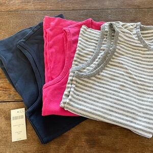 3-Pack Duluth Tank Tops in Navy, Hot Pink & Gray Stripe (Women’s L)